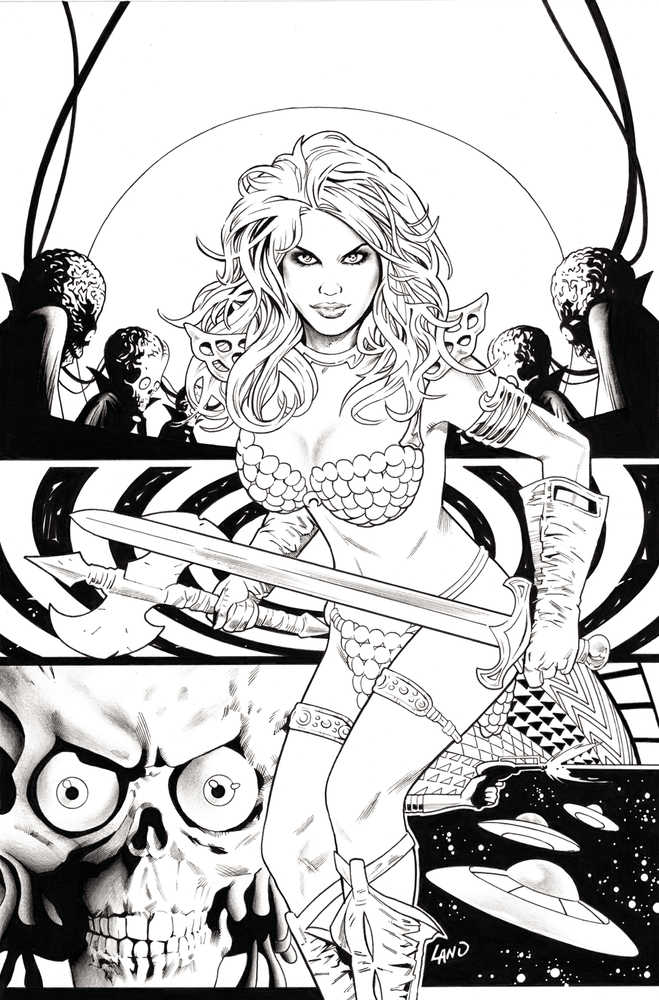 Red Sonja Attacks Mars #3 Cover F 10 Copy Variant Edition Land Line Art V