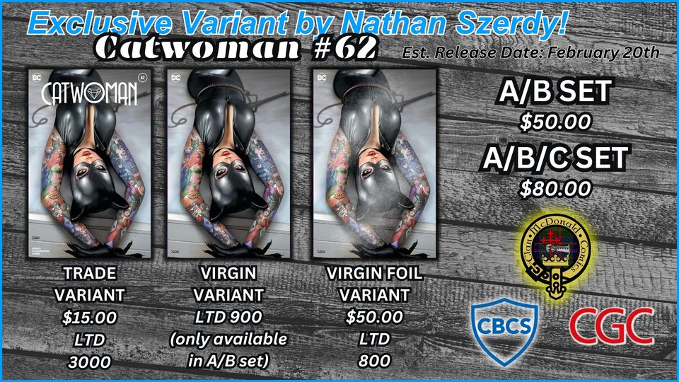 CATWOMAN #62 W/COVER ART BY NATHAN SZERDY!