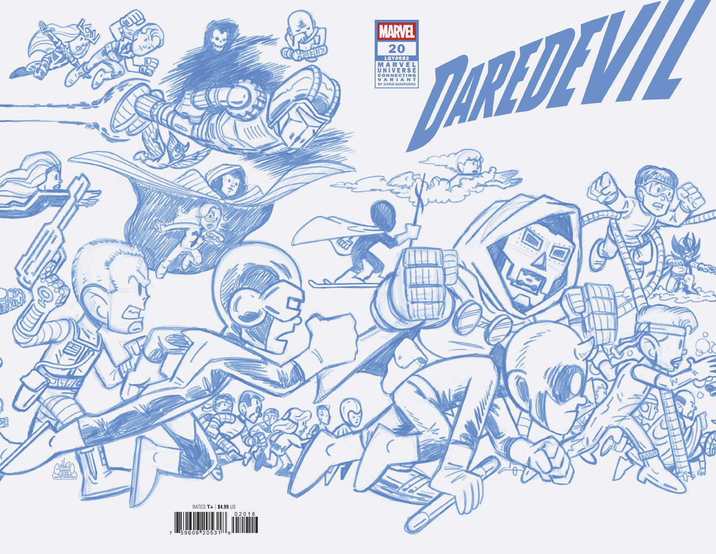 Daredevil #20 Chris Giarrusso Marvel Universe Connecting 1:50 Blue Line Sketch Wrap Variant