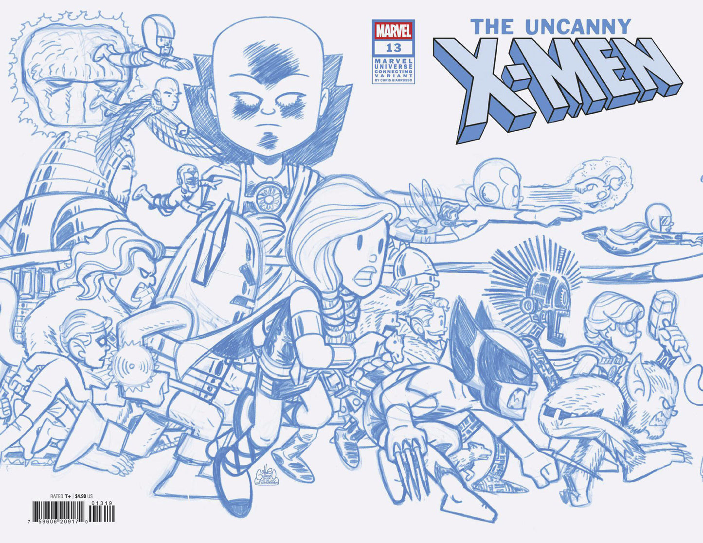 Uncanny X-Men #13 Chris Giarrusso Marvel Universe Connecting 1:50 Blue Line Sketch Wrap Variant