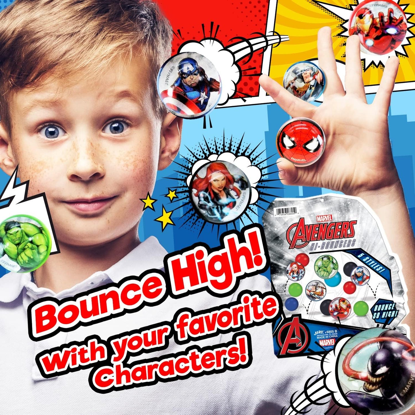Marvel Avengers Bouncy Superballs Super Hi Bounce 1.2" (1 Pack of 5 Balls)