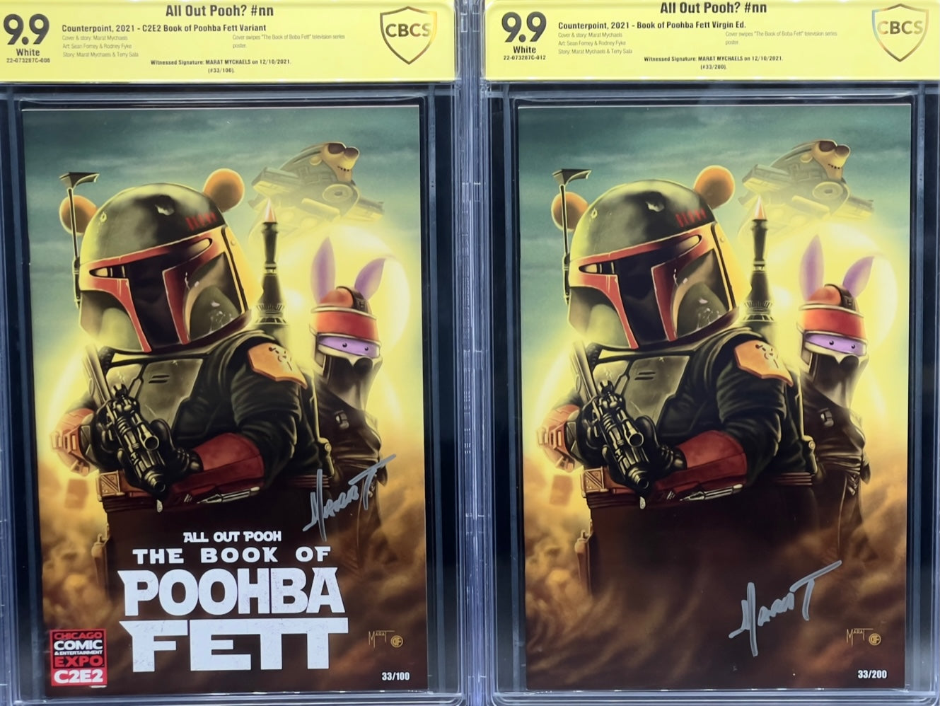 All Out Pooh? #nn C2E2 Book of Poohba Fett SET CBCS 9.9 Yellow Label Marat Mychaels