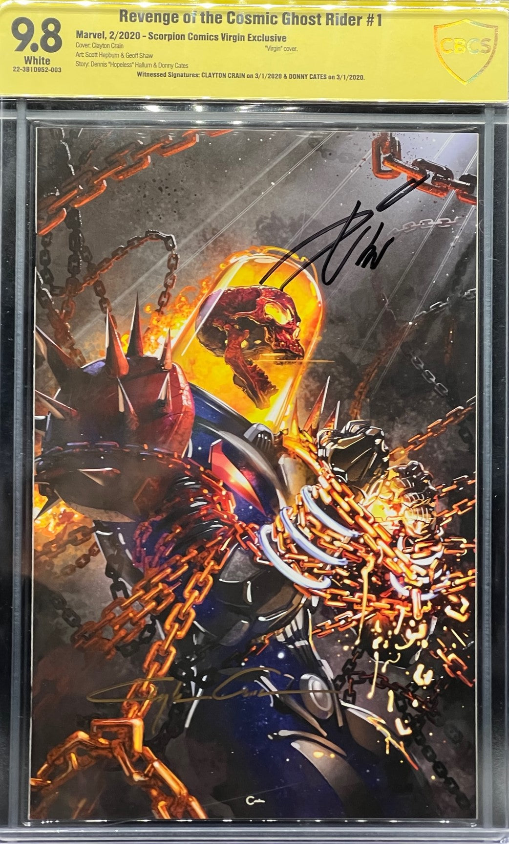 Revenge of the Cosmic Ghost Rider #1 Scorpion Comics Virgin Exclusive CBCS 9.8 Yellow Label ~ DUAL SIGNED!