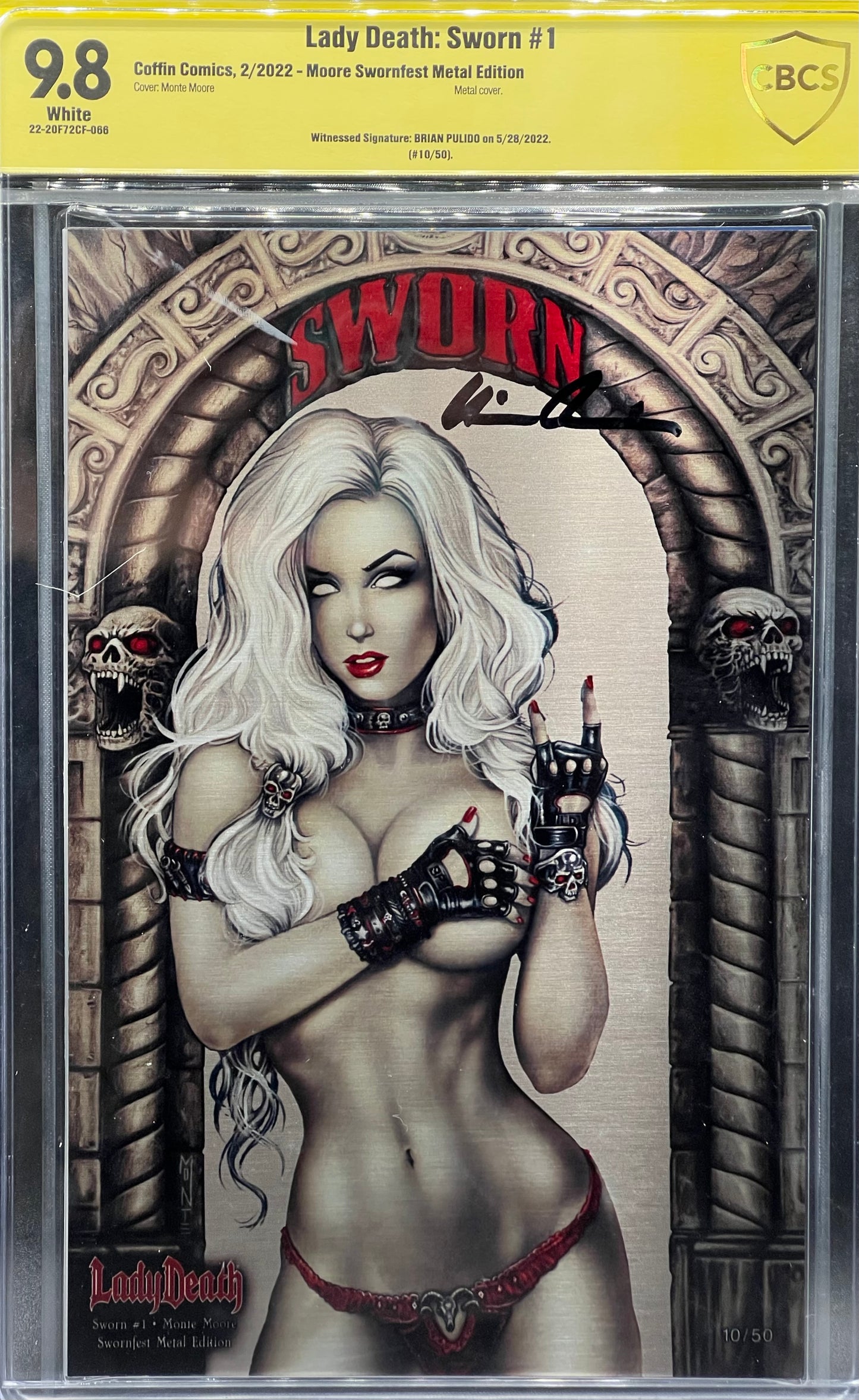 Lady Death: Sworn #1 Moore Swornfest Metal Edition CBCS 9.8 Yellow Label Brian Pulido