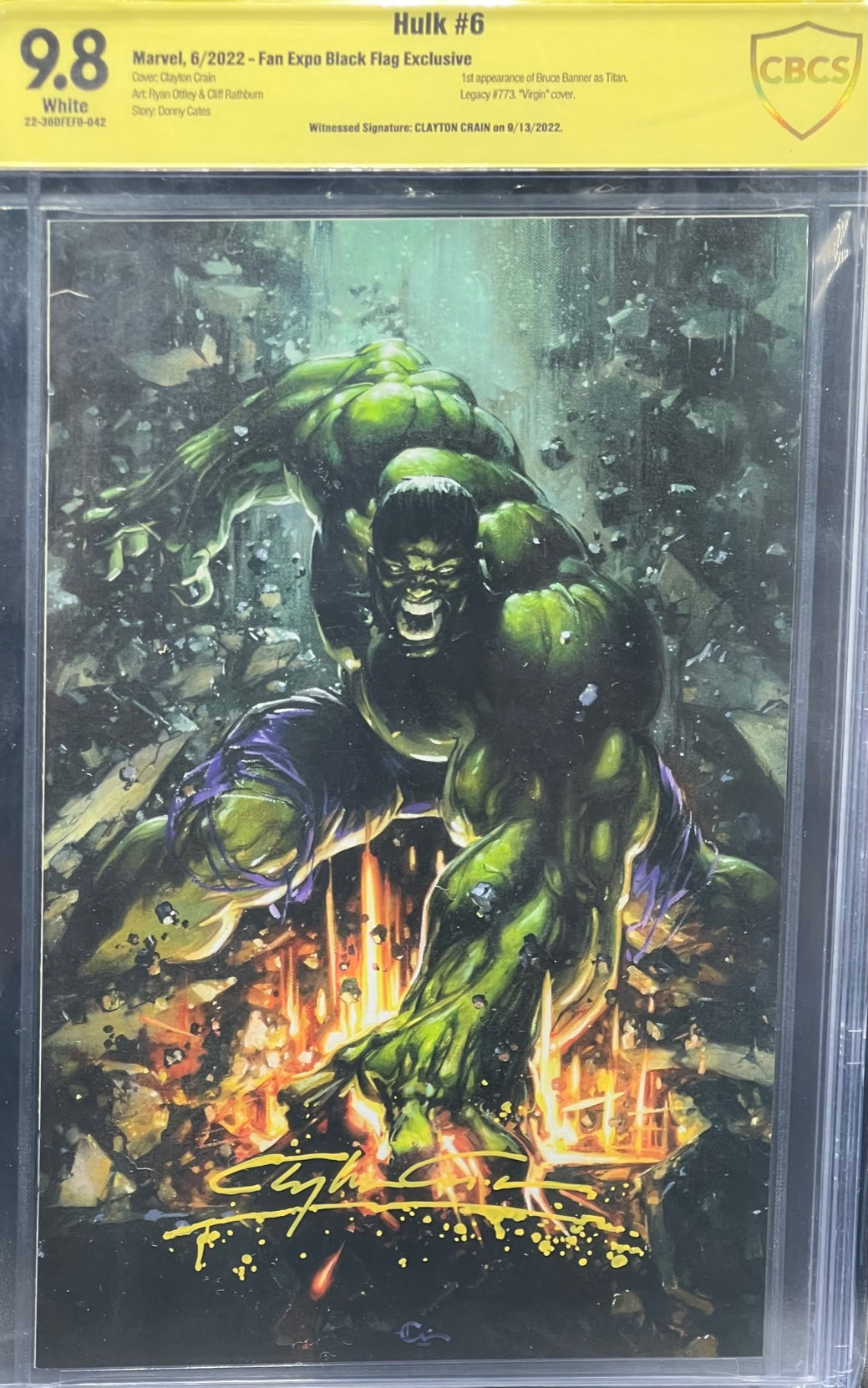 Hulk #6 Fan Expo Black Flag Exclusive CBCS 9.8 Yellow Label Clayton Crain