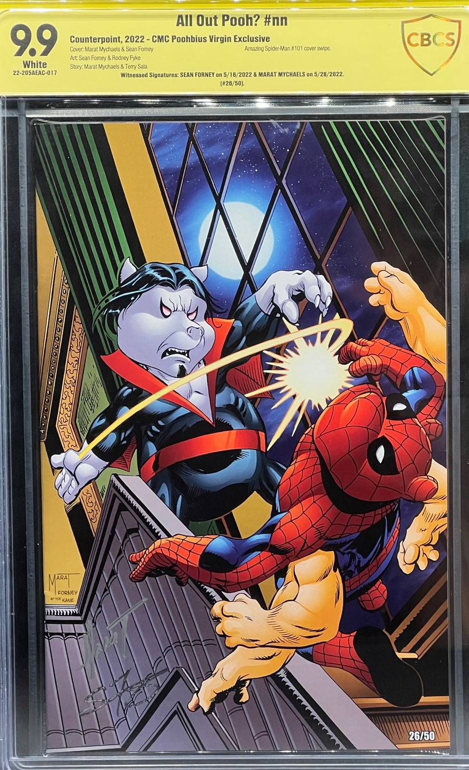 All Out Pooh? #nn CMC Poohbius Virgin Exclusive CBCS 9.9 Yellow Label Forney & Mychaels