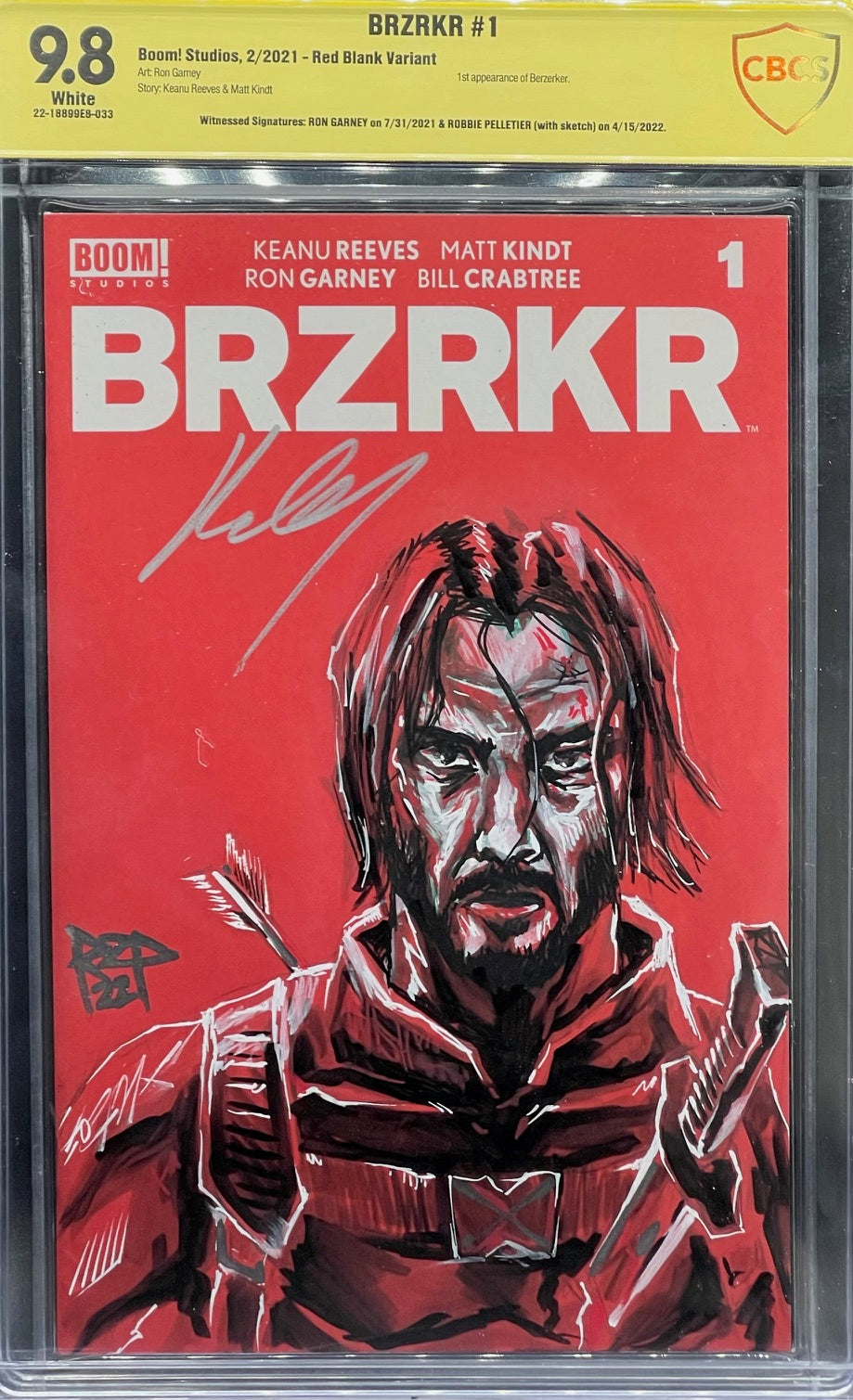 BRZRKR #1 Robert Pelletier Sketch Cover CBCS 9.8 Yellow Label Garney & Pelletier