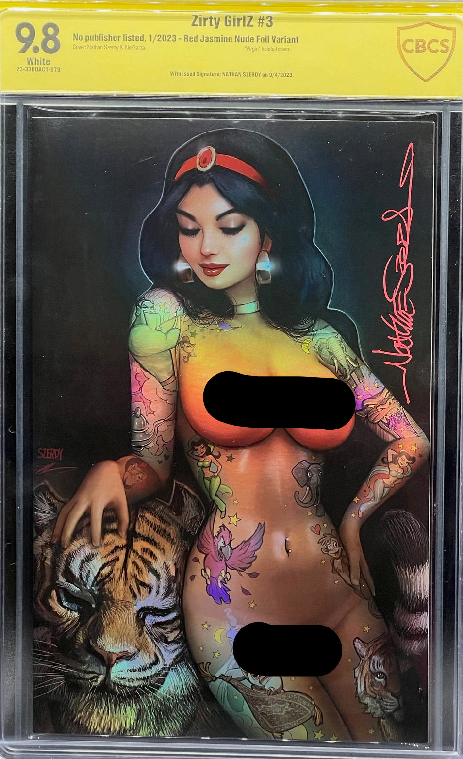 Zirty GirlZ #3 Red Jasmine Nude Foil Variant CBCS 9.8 Yellow Label Nathan Szerdy