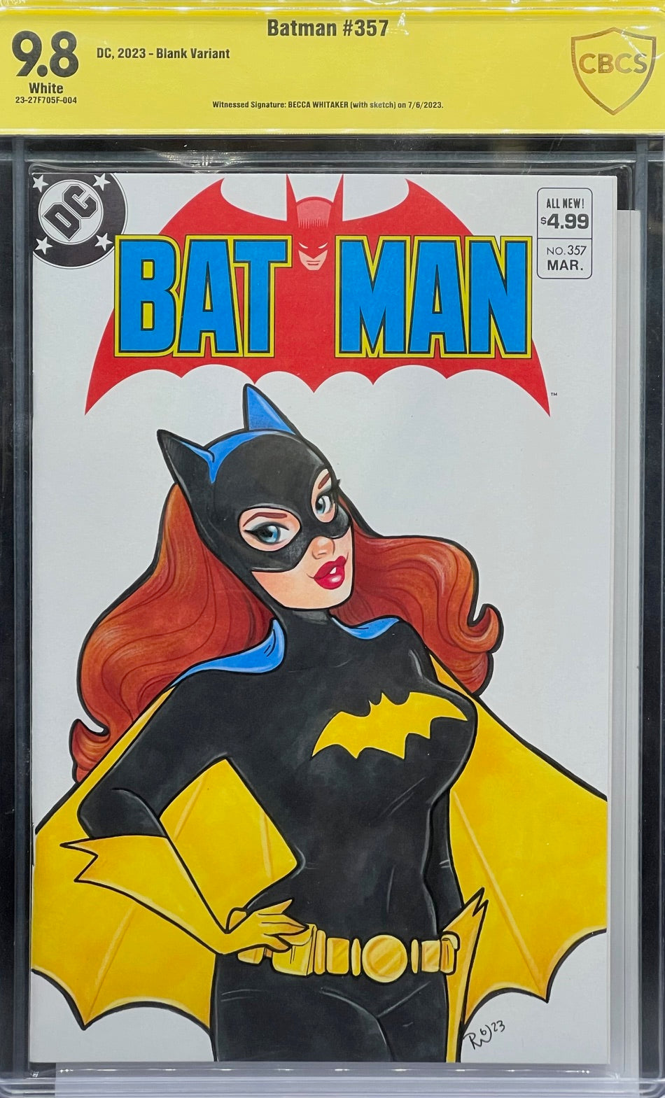 Batman #357 Becca Whitaker Batgirl Sketch Cover CBCS 9.8 Yellow Label