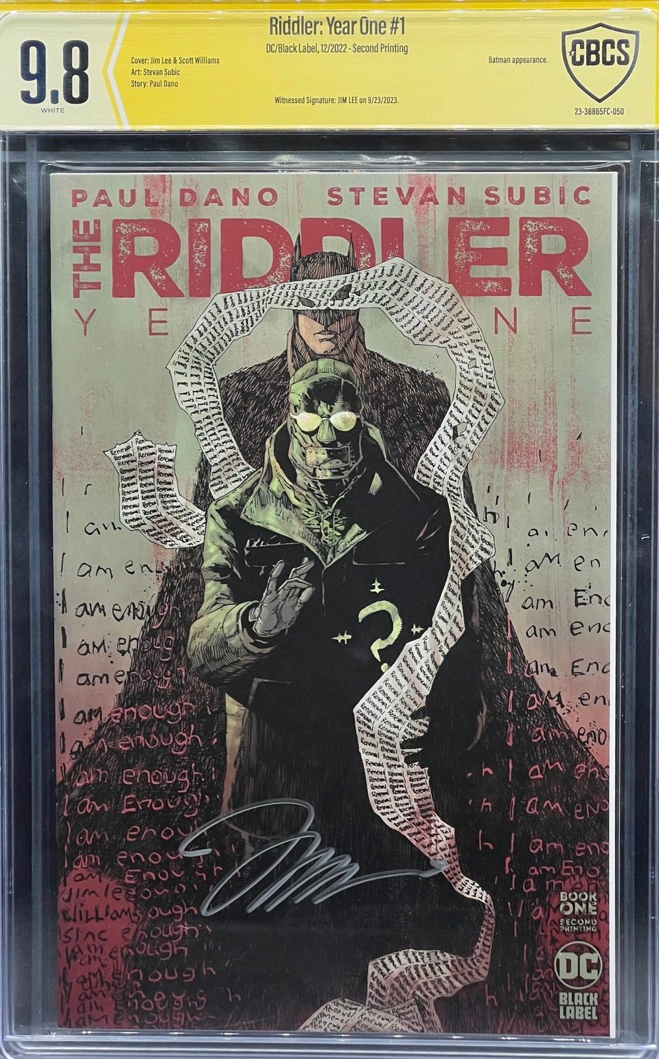 Riddler: Year One #1 Second Printing CBCS 9.8 Yellow Label Jim Lee