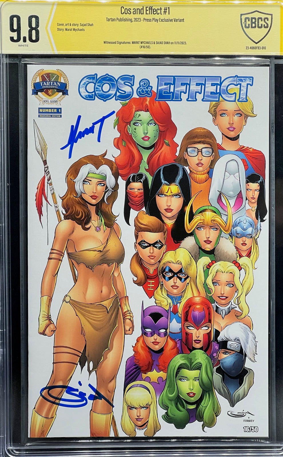 Cos and Effect #1 Press Play Exclusive Variant CBCS 9.8 Yellow Label ~ DUAL SIGNED!