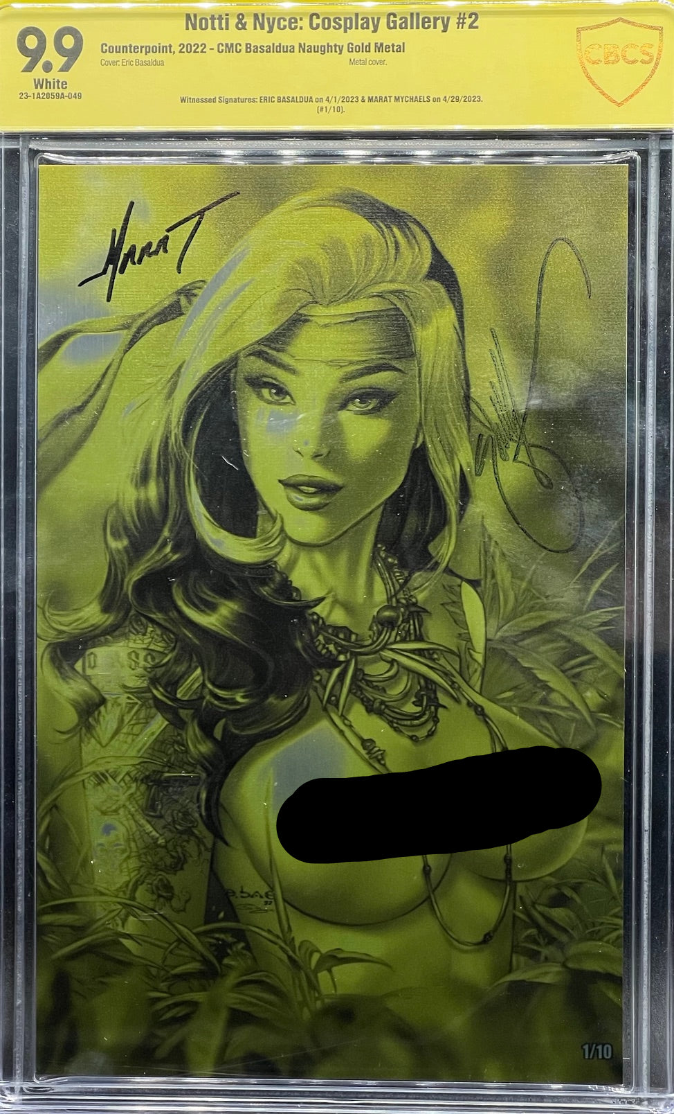 Notti & Nyce: Cosplay Gallery #2 CMC Basaldua Naughty Gold Metal (#1/10) CBCS 9.9 Yellow Label ~ DUAL SIGNED!