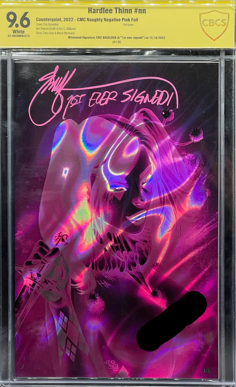 Hardlee Thinn #nn CMC Naughty Negative Pink Foil (#1/5) CBCS 9.6 Yellow Label Eric Basaldua