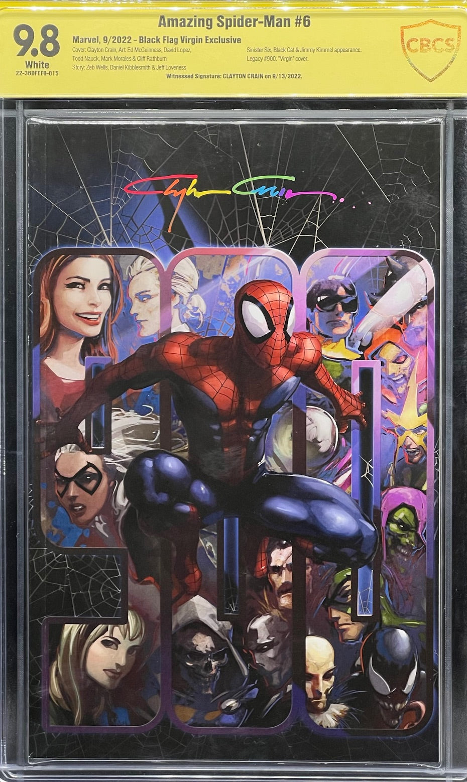 Amazing Spider-Man #6 Black Flag Virgin Exclusive CBCS 9.8 Yellow Label Clayton Crain