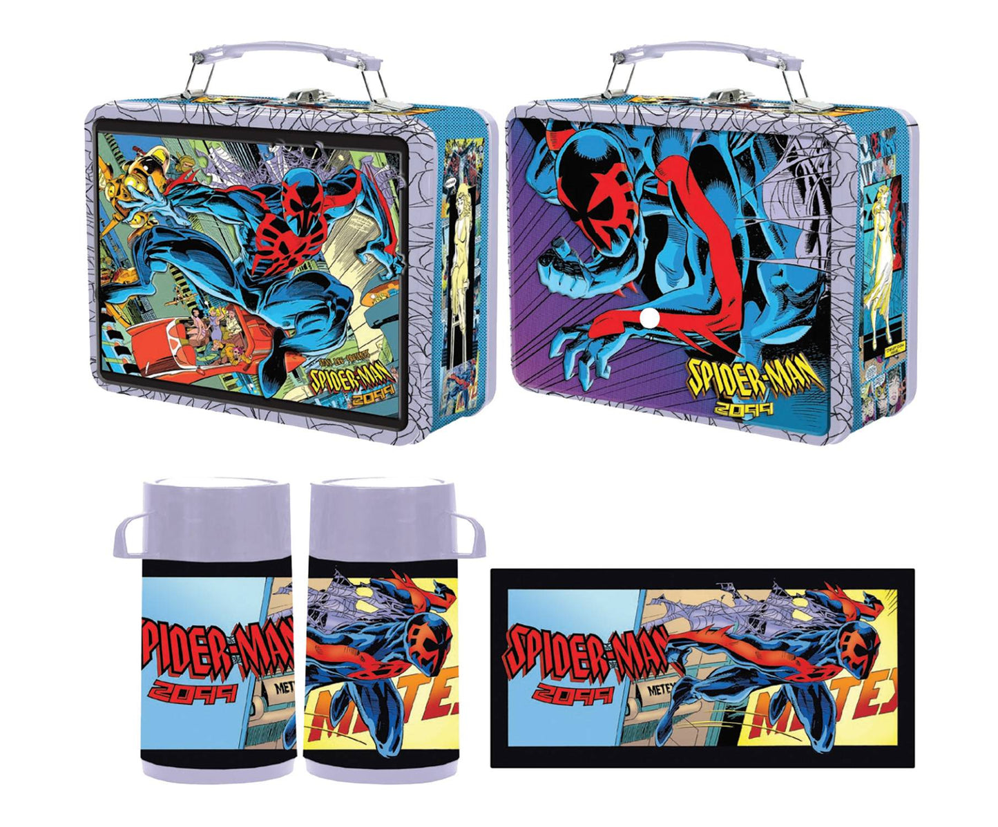 FCBD 2024 TIN TITANS SPIDER-MAN 2099 PX LUNCH BOX W/ BEVERAGE CONTAINER