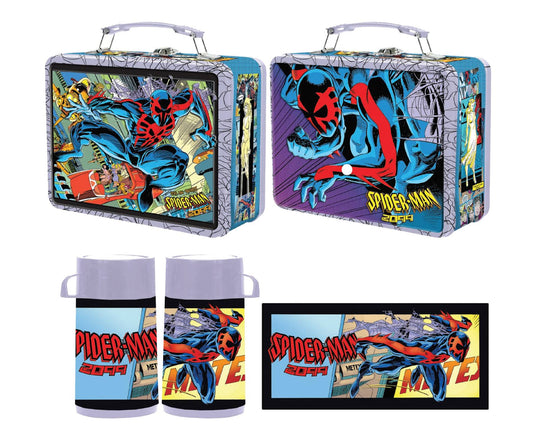 FCBD 2024 TIN TITANS SPIDER-MAN 2099 PX LUNCH BOX W/ BEVERAGE CONTAINER