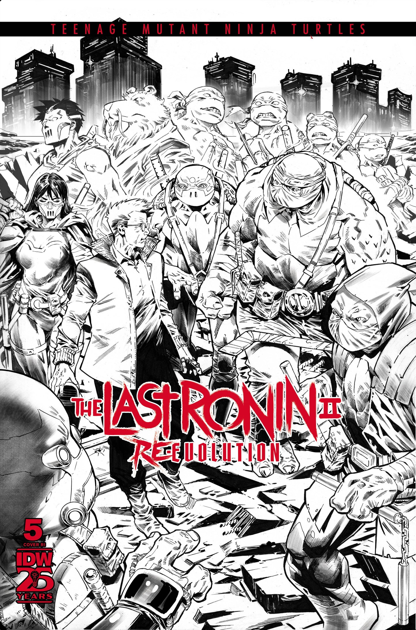 Teenage Mutant Ninja Turtles The Last Ronin II Re Evolution #5 1:75 Escorzas Black & White