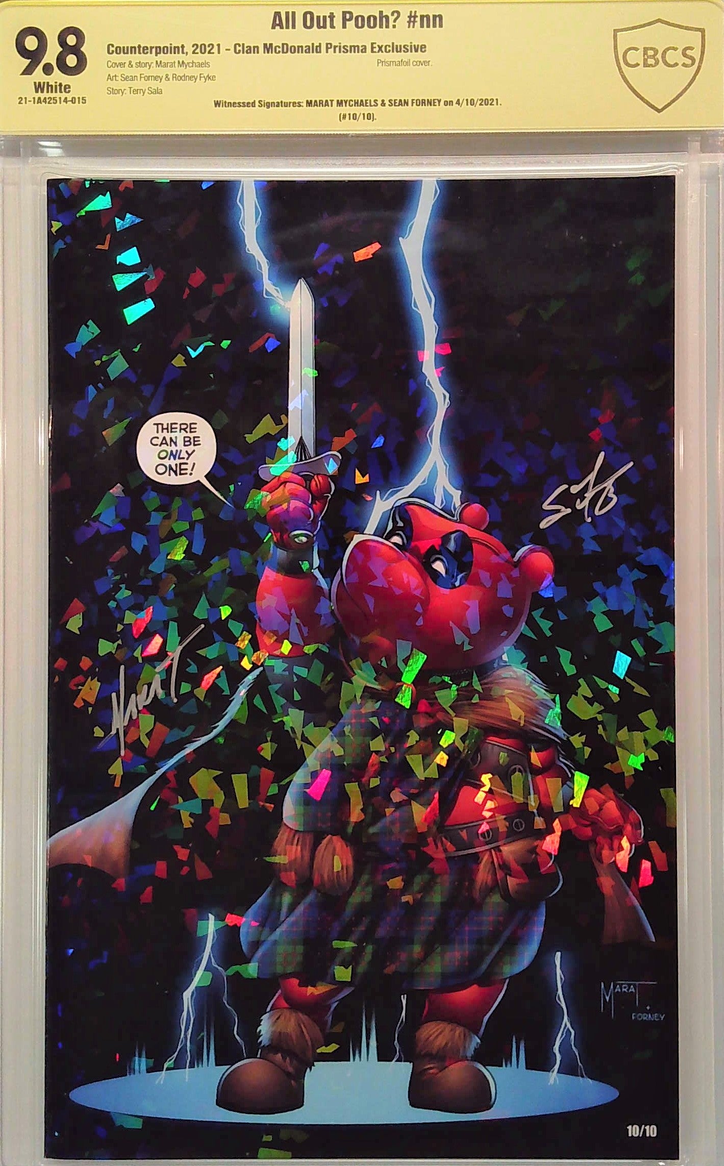All Out Pooh #nn Clan McDonald Prisma Exclusive CBCS 9.8 Yellow Label #10/10 Marat Mychaels & Sean Forney Dual Signature