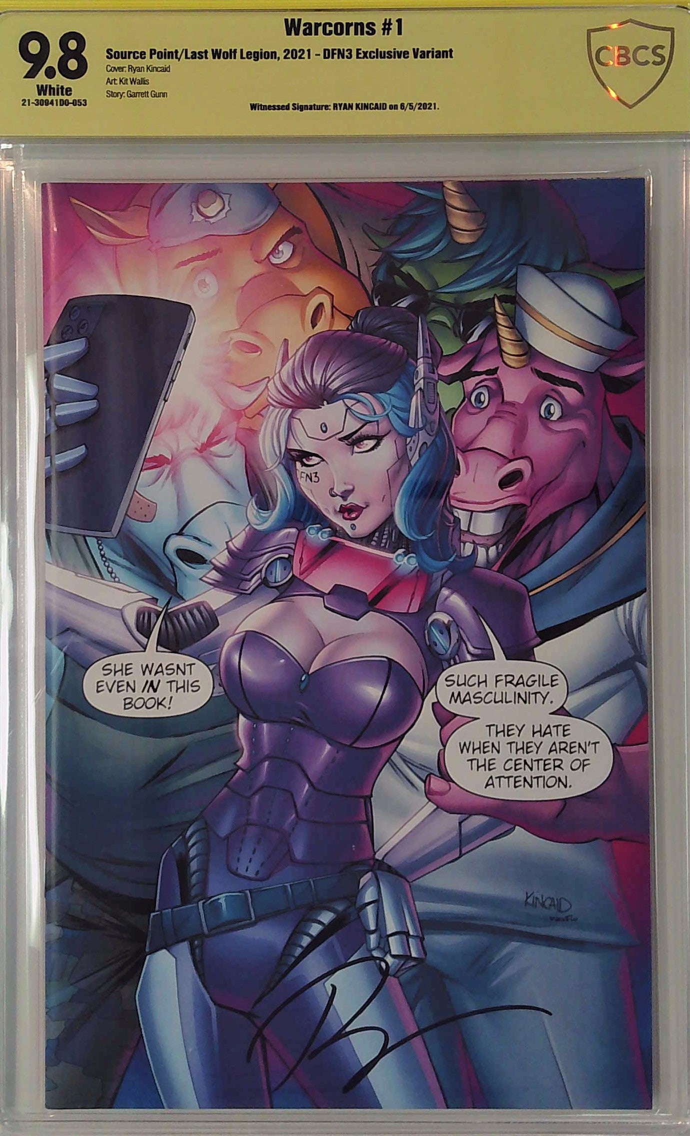 Warcorns #1 DFN3 Exclusive Variant CBCS 9.8 Yellow Label Ryan Kincaid