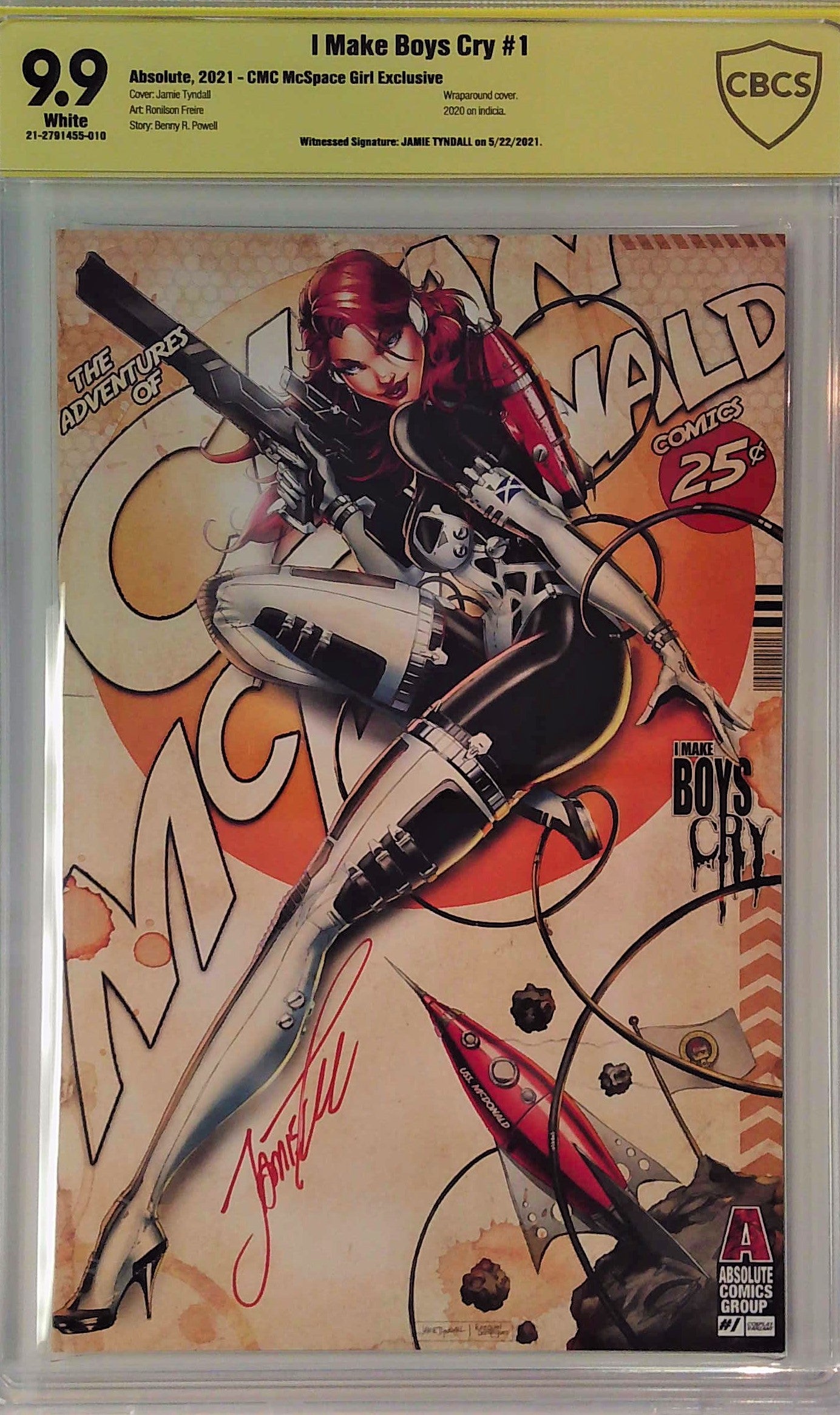 I Make Boys Cry #1 CMC McSpace Girl Exclusive CBCS 9.9 Yellow Label Jamie Tyndall