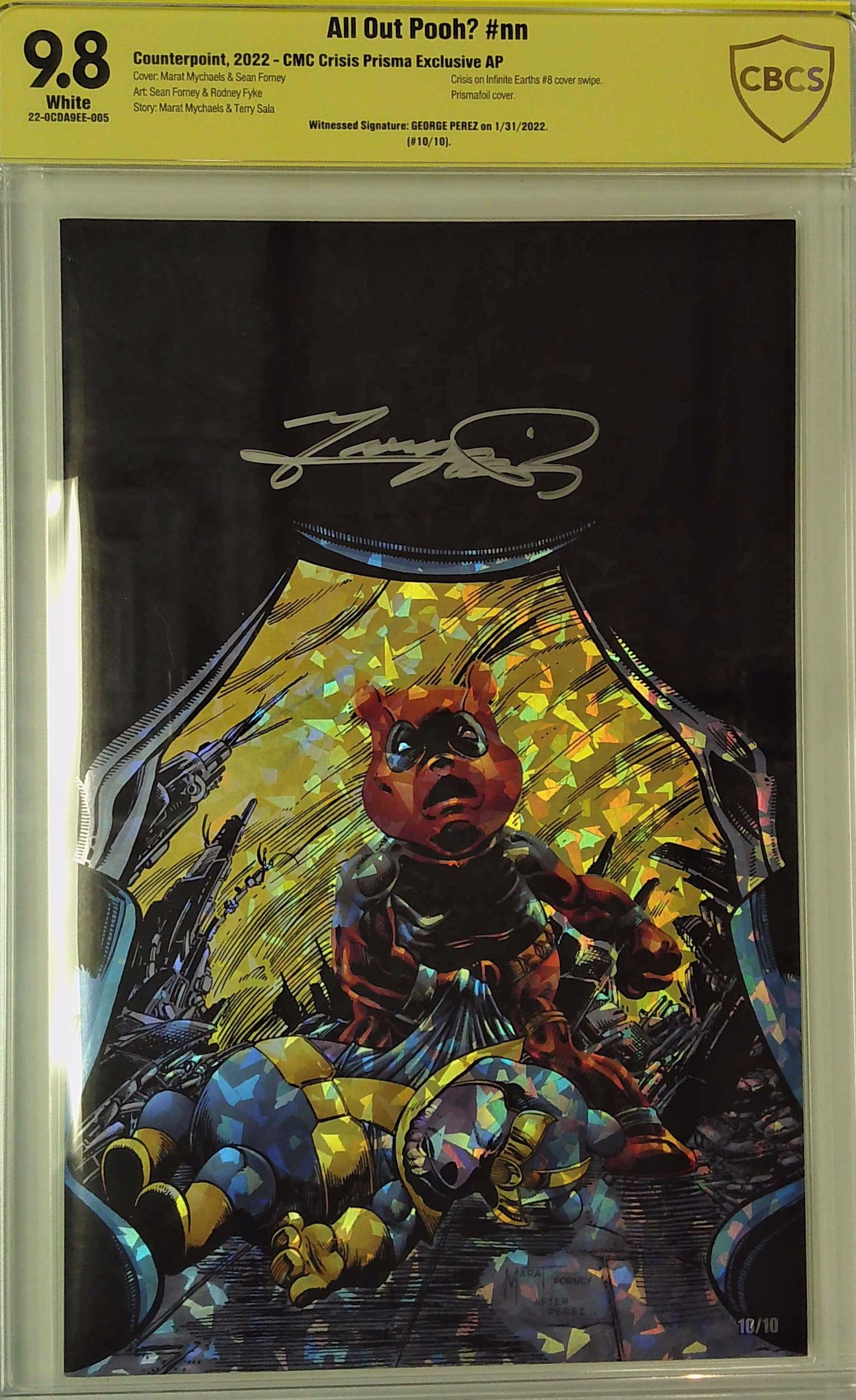 All Out Pooh? #nn CMC Crisis Exclusive AP Prisma CBCS 9.8 Yellow Label ~ George Perez Signature!