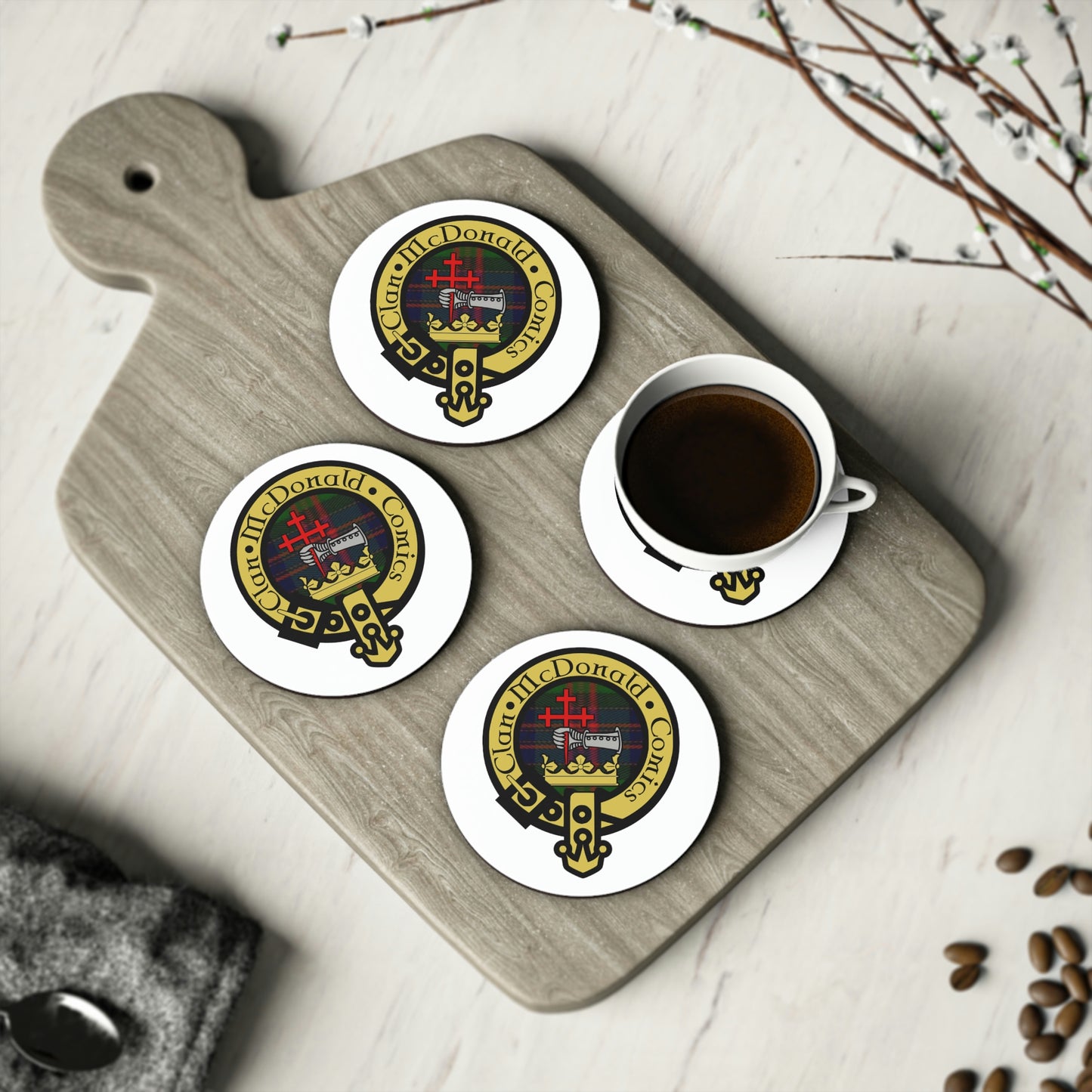 Clan McDonald Comics Coasters - White