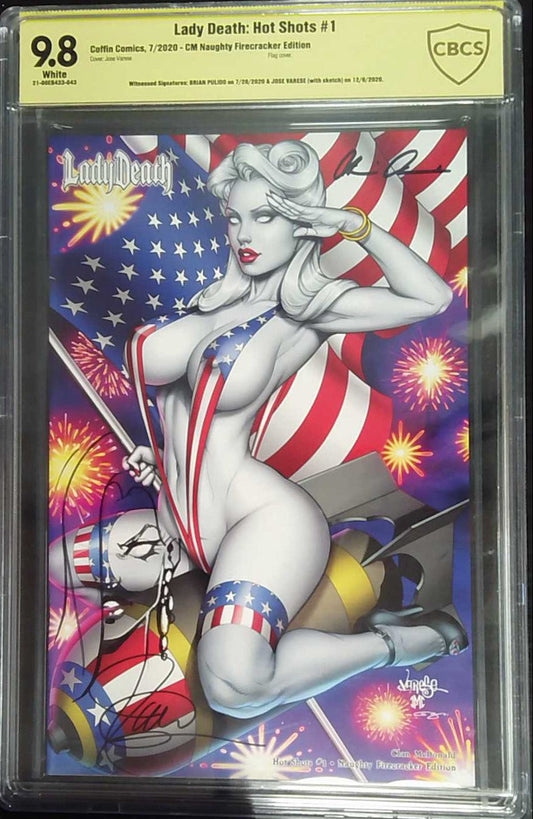 Lady Death: Hot Shots #1 CBCS Yellow 9.8 CM Naughty Firecracker Edition