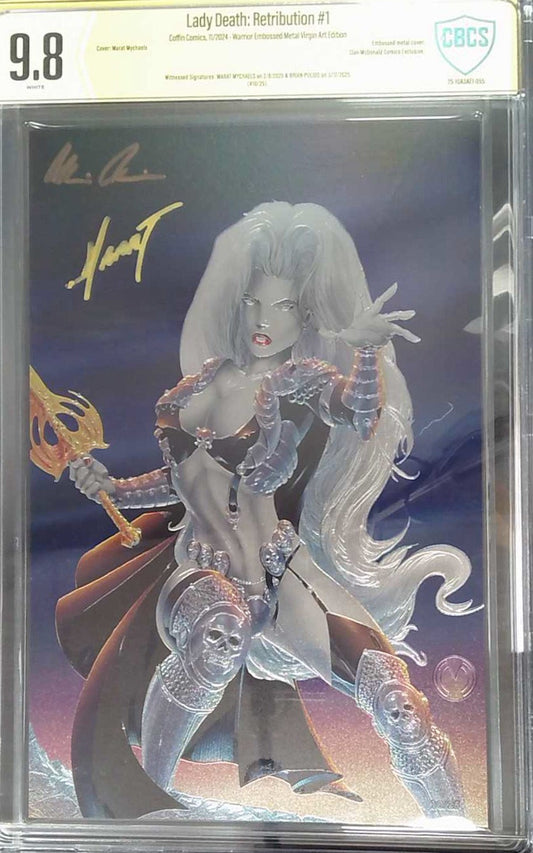 Lady Death: Retribution #1 CBCS Yellow Label 9.8 Warrior Embossed Metal Virgin Art Edition