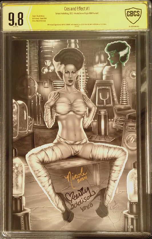 Cos and Effect #1 CBCS Yellow Label 9.8 Nicole Brune Virgin B&W Variant