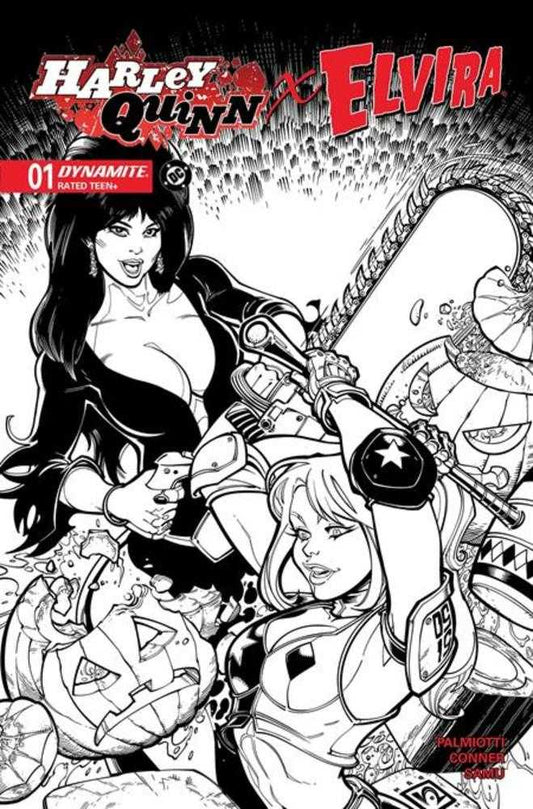 Harley Quinn X Elvira #1 Cover O 1:10 Chad Hardin Line Art Variant