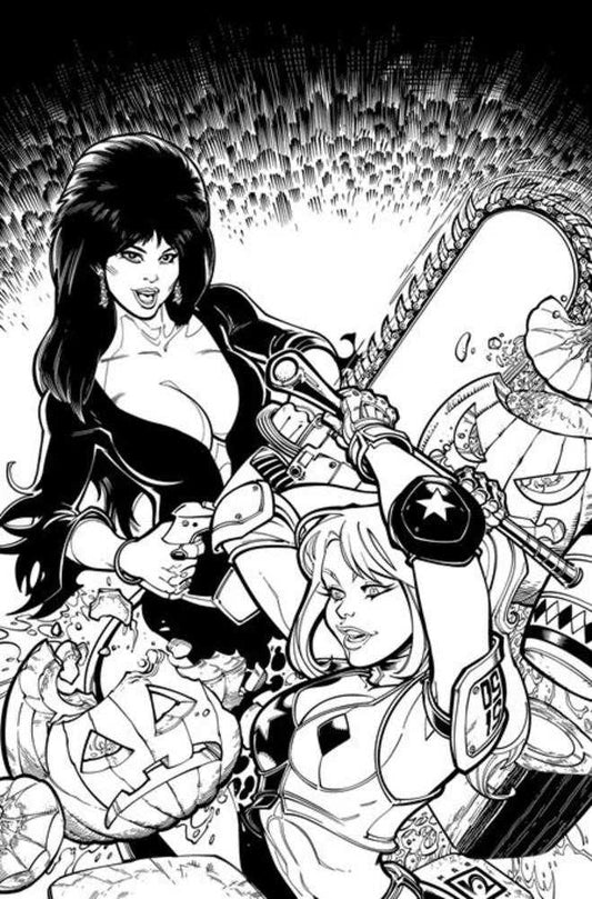 Harley Quinn X Elvira #1 Cover Q 1:15 Chad Hardin Line Art Full Art Variant