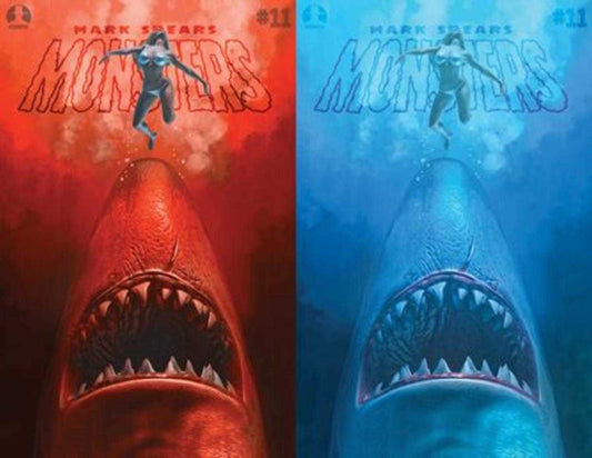 Mark Spears Monsters #11 Cover B Mark Spears Shark Attack Jaws Homage Holofoil Flip Cover Variant