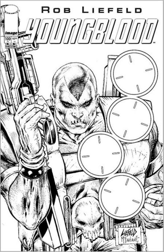 Youngblood #100 2nd Printing Cover C Black & White Blank Gun Sight Variant