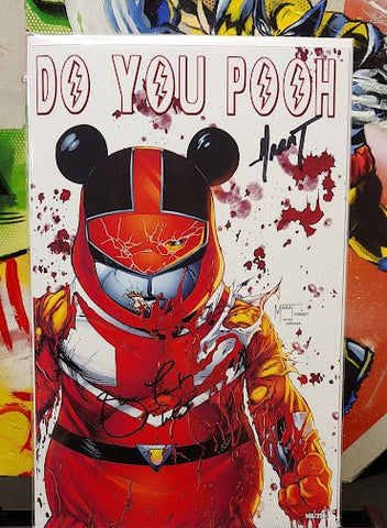 DO YOU POOH? RED TIME FORCE RANGER HOMAGE~ DUAL SIGNED by MARAT MYCHAELS & JASON FAUNT