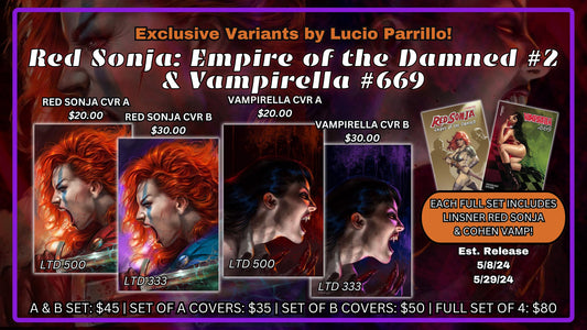 RED SONJA EMPIRE OF THE DAMNED #2 AND VAMPIRELLA #669 BY Lucio Parrillo