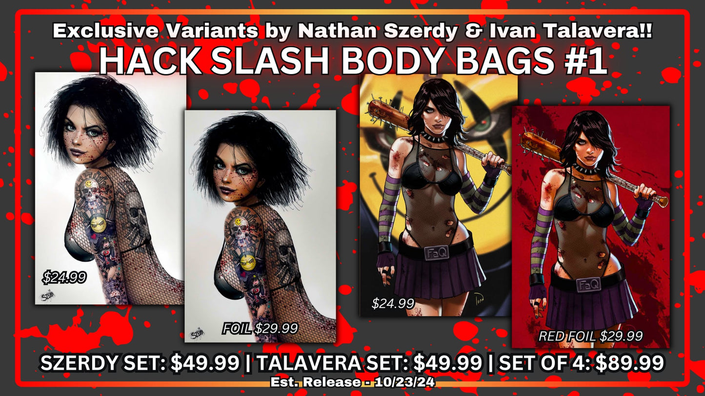 HACK SLASH BOY BAGS #1 COVERS BY TALAVERA AND SZERDY