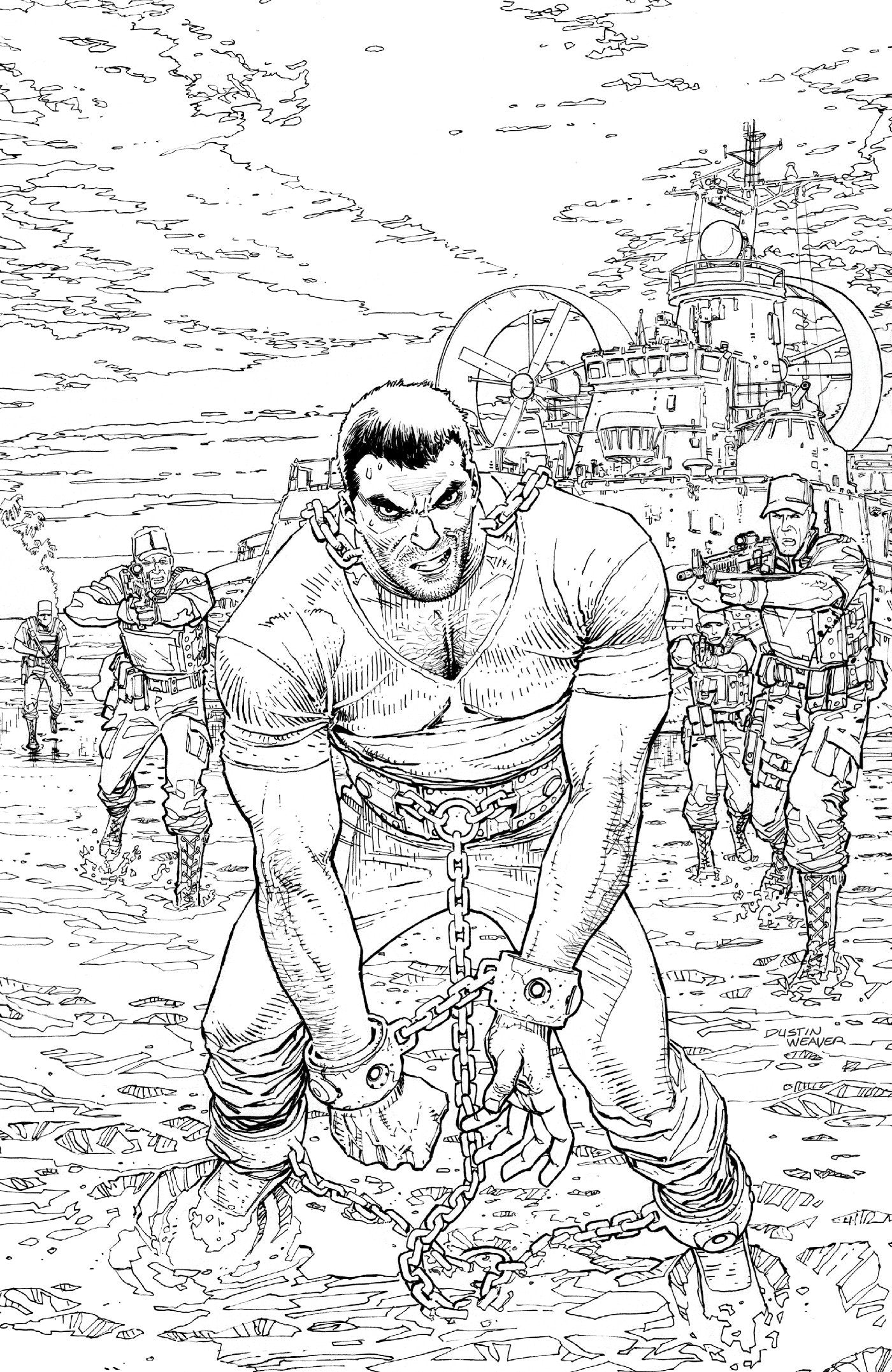 Fort Psycho #1 Cover H 1:20 Dustin Weaver Black & White Variant