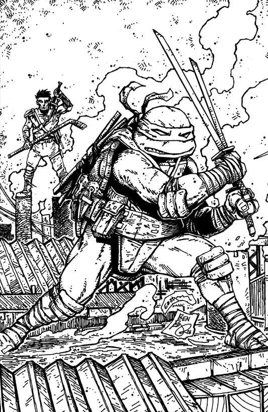 Teenage Mutant Ninja Turtles #21 1:10 (Eastman & Bishop Black & White Full Art)