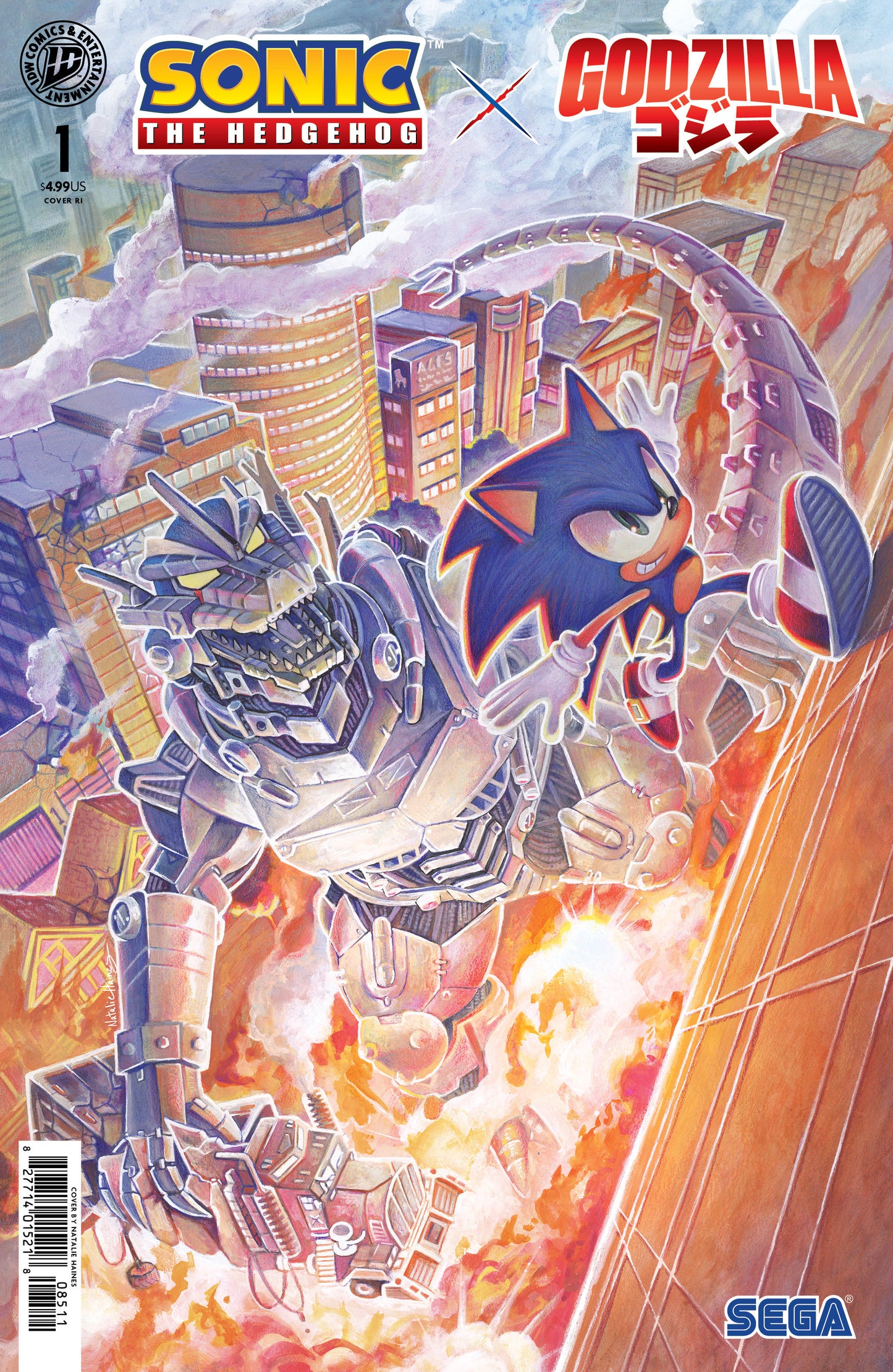 Sonic The Hedgehog X Godzilla #1 1:25 Foil (Haines)