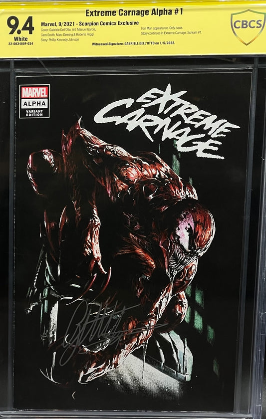 Extreme Carnage Alpha #1 Scorpion Comics Exclusive CBCS 9.4 Yellow Label Dell'Otto
