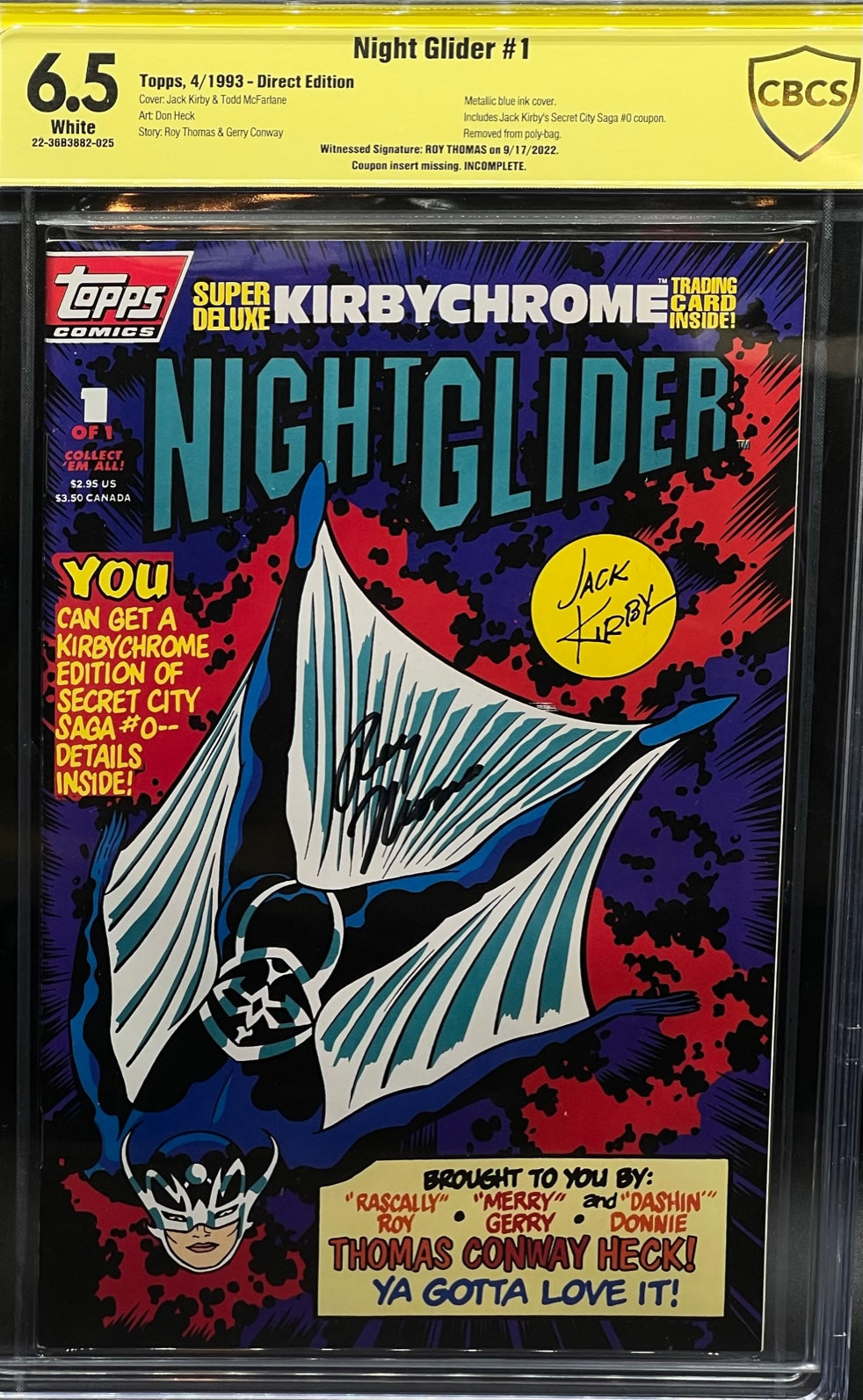 Night Glider #1 CBCS 6.5 Yellow Label Roy Thomas