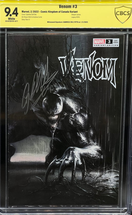 Venom #3 Comic Kingdom of Canada Variant CBCS 9.4 Yellow Label Dell'Otto