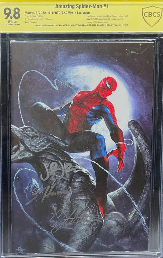 Amazing Spider-Man #1 616/BTC/CKC Virgin Exclusive CBCS 9.8 Yellow Label ~ Triple Signed!