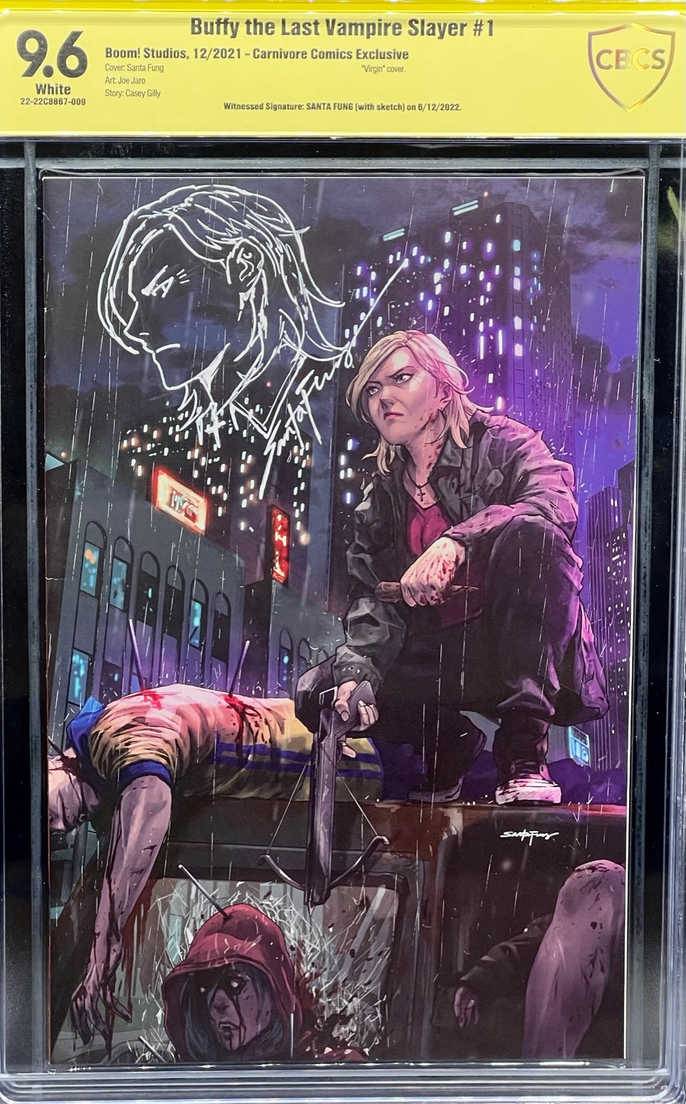 Buffy the Last Vampire Slayer #1 Carnivore Comics Exclusive CBCS 9.6 Yellow Label Santa Fung ~ REMARKED!