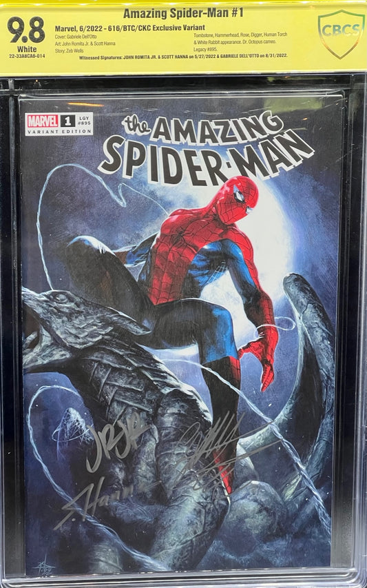 Amazing Spider-Man #1 616/BTC/CKC Exclusive Variant CBCS 9.8 Yellow Label ~ Triple Signed!