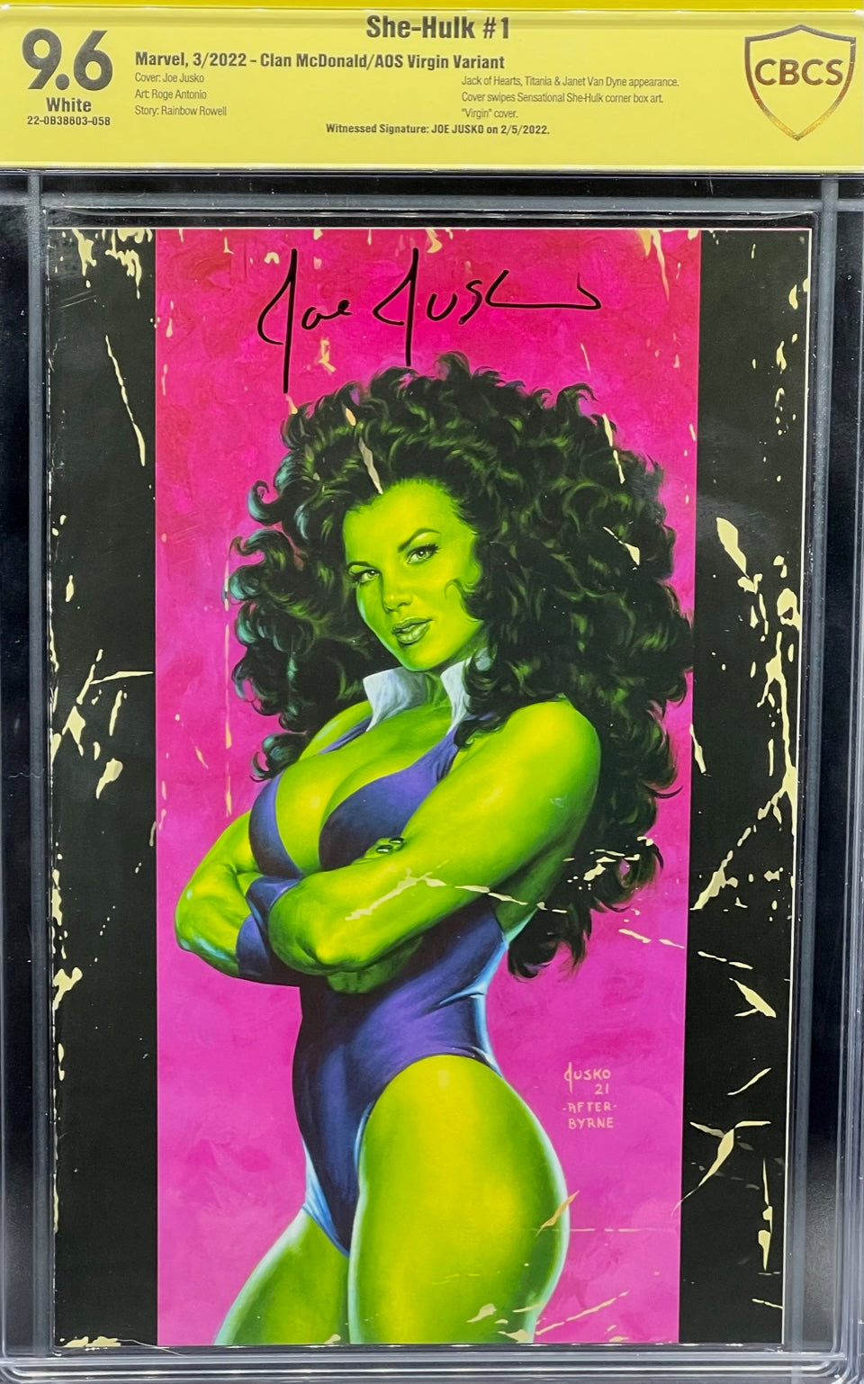 She-Hulk #1 Clan McDonald/AOS Virgin Variant CBCS 9.6 Yellow Label Joe Jusko