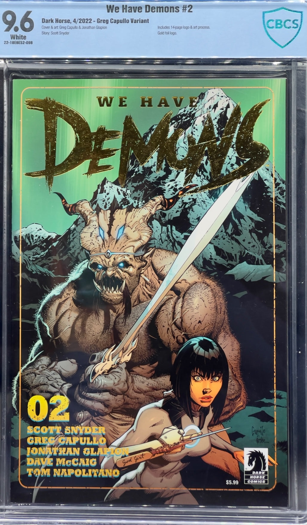 We Have Demons #2 Greg Capullo Variant CBCS 9.6 Blue Label