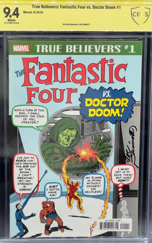 True Believers: Fantastic Four vs. Doctor Doom #1 CBCS 9.4 Yellow Label Joe Sinnott