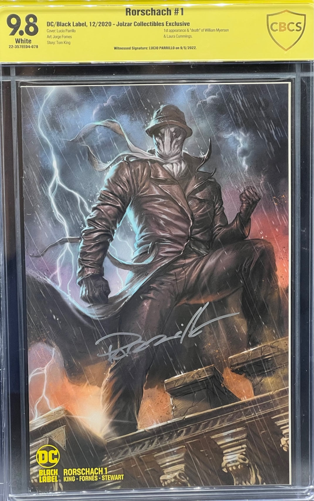 Rorschach #1 Jolzar Collectibles Exclusive CBCS 9.8 Yellow Label Lucio Parrillo