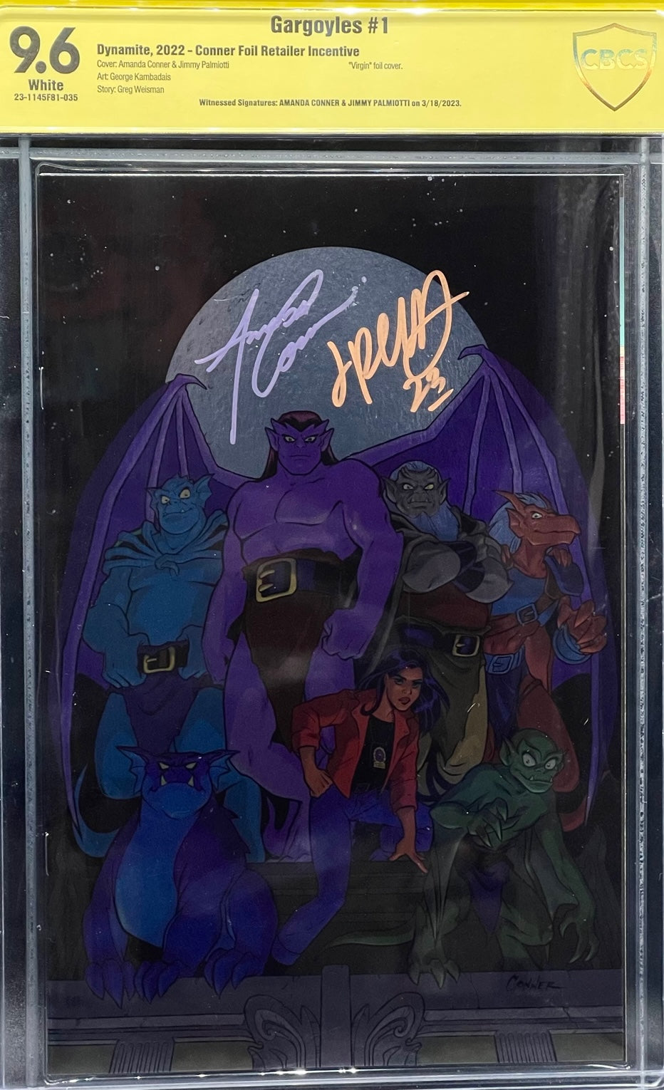 Gargoyles #1 Conner Foil Retailer Incentive CBCS 9.6 Yellow Label Amanda Conner & Jimmy Palmiotti